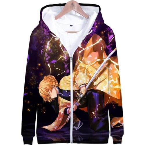 New Demon Slayer Anime Unsiex Sweatshirt Hoodies Men/Women 3D Cartoon Pattern Hoodie Streetwear Tracksuit Zipper Outwear