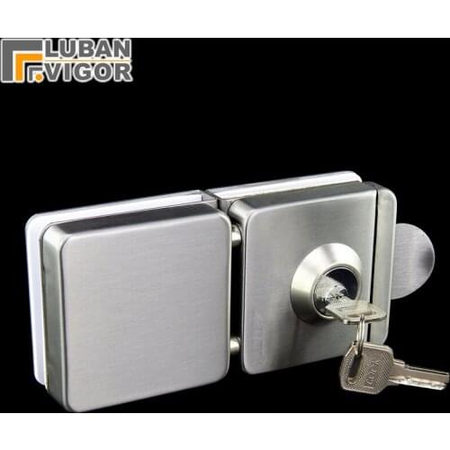 Unilateral open the door, Glass Door Lock,strengthen,stainless steel,no drilling ,fine drawing,Frameless glass door,10-12mm