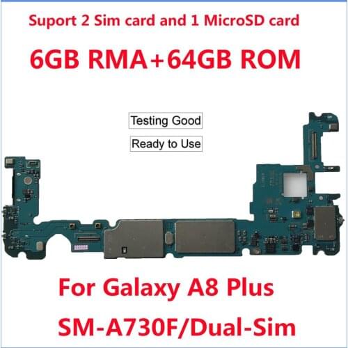 Original Motherboard for Samsung Galaxy A8 PLUS A730F A730FD SM-A730F/DS 2 Sim Unlocked mainboard motherboard 64GB Logic Boards