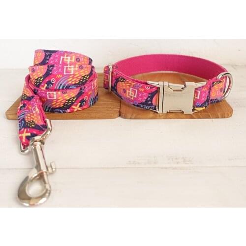 GLORIOUS KEK Pink Pet Dog Collars Personalized Designer Graffiti Durable Dog Collar for Small Medium Large Dog Chihuahua Bulldog