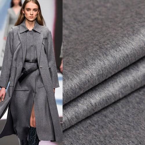 Pearlsilk Grey Thicken Double-side Overcoating Fabrics 100%Wool Material Winter Women Overcoat Sewing Cloth Freeshipping