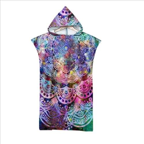 Bohemian Mandala Hooded Beach Towels Swimming 3D Print Shower Towel Adult Bath Towel Cartoon Wearable Towel wrap dress