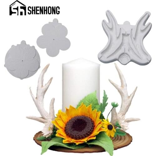 SHENHONG Antlers Dessert Petal Texture Silicone Fondant Mold Gumpaste Sugarcraft Pastry Baking Tools Cakes Decorating Mould