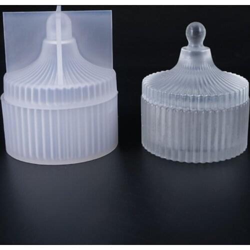 DIY Storage Box Making Crystal Epoxy Molds Round Stripe Jewelry Holder Case Silicone Mold