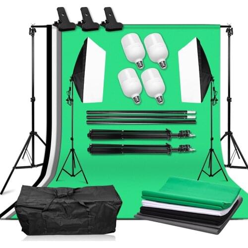 Photography Softbox Continuous Lighting 2x2M Background Support System 4 Color Backdrop Fabric For Portrait Product Video Shoot