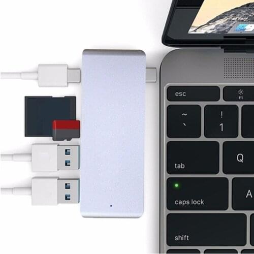 H7JF 5-in-1 USB C Hub for macbook Hub Converter USB-C To HDMI-Compatible Splitter Type-C Docking Station SD TF Card Reader