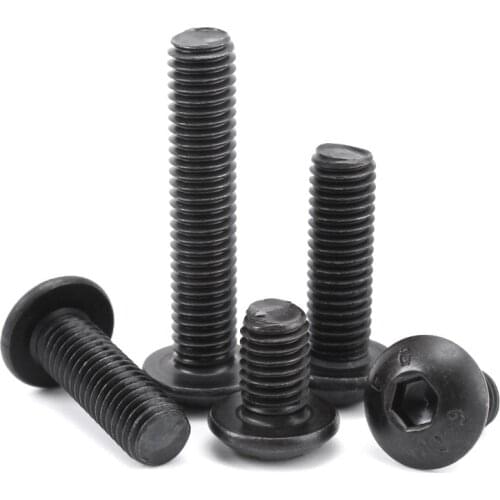 Grade 10.9 Alloy Steel Screws Hex Socket Round Head Bolt Black M2 M2.5 M3 M4 M5 M6 M8