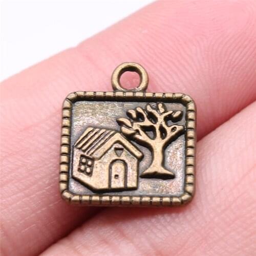 WYSIWYG 10pcs Jewelry Making DIY Handmade Craft Charms Antique Bronze Color 14x16mm Tree House Pendant
