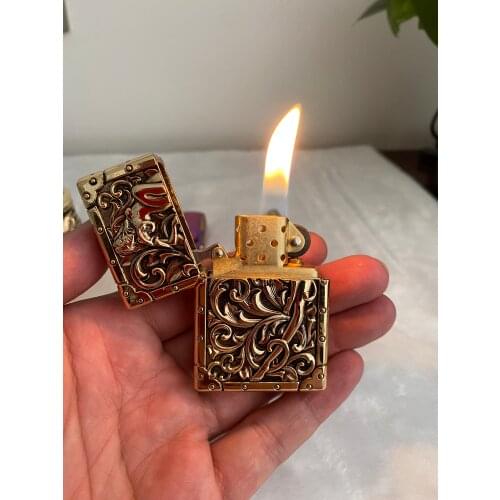 Chief Flower Fairy Lighter Retro Embossed Mito Kerosene Classic Pure Copper Heavy Armor Oil Lighter