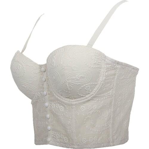 Female Vest, Girls Lace Floral Sleeveless Crop Tops Spaghetti Strap Camisole with Chest Pad for Summer, Black/White