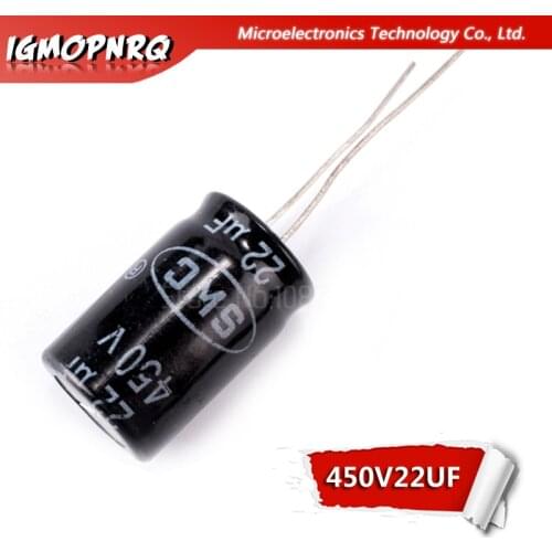10PCS 450V22UF 16*25mm 22UF 450V 16x25mm Aluminum Electrolytic Capacitors DIP