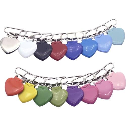 DHL Free Shipping Sutoyuen 1000pcs Lead Free Heart Metal Baby Dummy Pacifier Chain Holder Binder Garment Suspender Clips 25mm