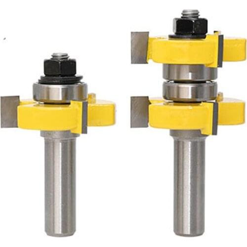 2pcs Tongue and Groove Router Bit Set Wood Milling Cutter Flooring Knife Tools 1/2 Inch Shank