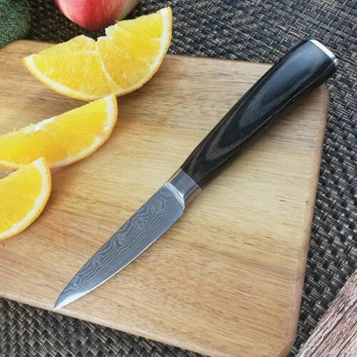 3.5"inch 7CR17MOV Red Color Wood Handle Multi Function Utility Chef Steel Knives Kitchen Fruit Knives Sharp Cleaver Slicing Knif
