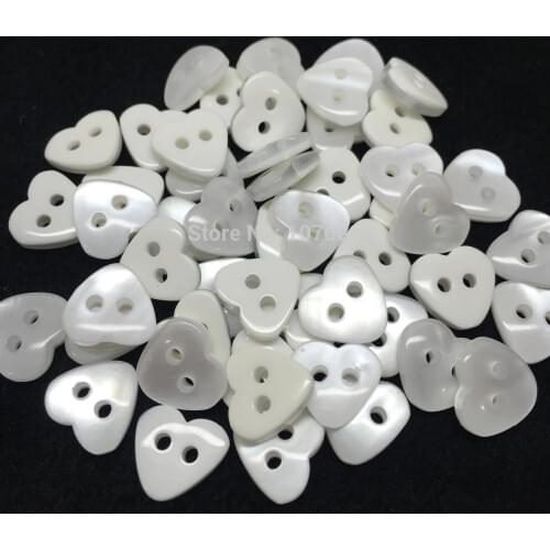 300pcs 10X11mm Pearl White Shiny Heart Buttons Resin 2 Holes Baby Sewing Accessories Scrapbooking Cardmaking Embellishments
