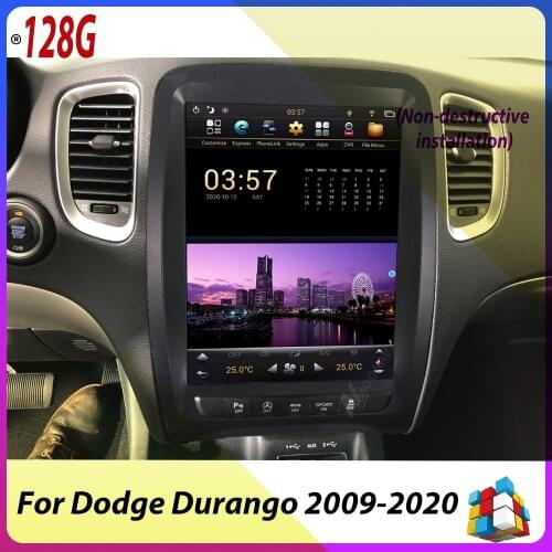 Tesla Style 128G Car Radio For Dodge Durango 2009+ 2012 2013 2014 2015 2016-2020 GPS Stereo Multimedia Player 2 Din Headunit