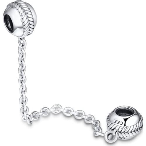 100% 925 Sterling Silver Jewelry Grains of Energy Safety Chain Beads for fits for Charms Bracelets Necklaces Free Shipping