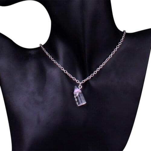3MM Thick Stainless Steel Chain Resin Mini Nursing Bottle Necklace For Women Jewelry Gifts Pendant 10X20MM