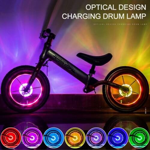 Children Bicycle Smart Induction Light Spoke Lamp Balance Car Flower Drum Lamp USB Charging Kids Bike Lights Riding Warn Light