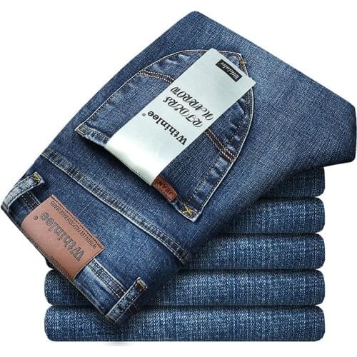 2021 Spring New Men Brand Mens Jeans Business Casual Elastic Comfort Straight Denim Pants Male High Quality Brand Trousers