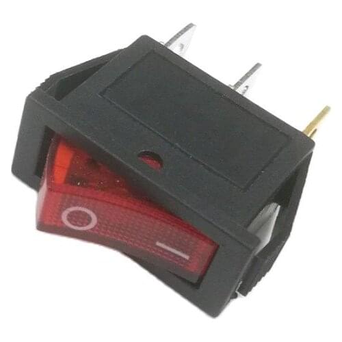 10pcs KCD3 DIP 2 gears on-off rocker switch boat rocker button 3 pins red LED light electric frying pan electric kettle