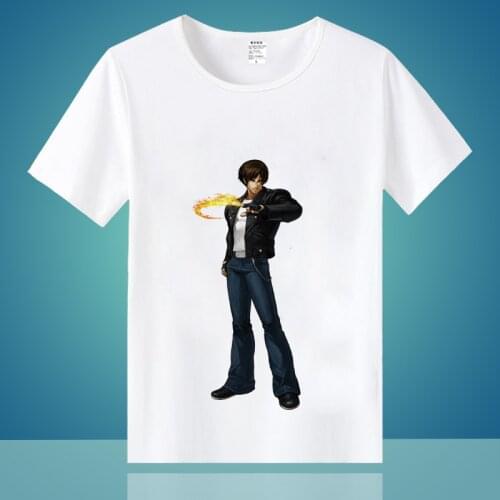 KOF T Shirt Japanese Anime The King of Fighters Summer T-Shirt Iori Yagami Kyo Kusanagi Cartoon Top Tee Streetwear Costume