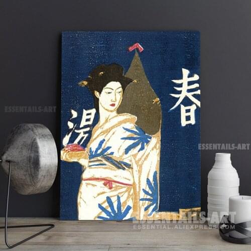 Japanese style Geisha after the bath Canvas Wall Art Painting Decor Bedroom study Living kid Room Home Decoration Prints