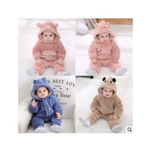 Baby Rompers Winter Warm Long sleeve Coral Fleece Newborn Baby Boy Girl Clothes Infant Jumpsuit Animal Overall Pajamas