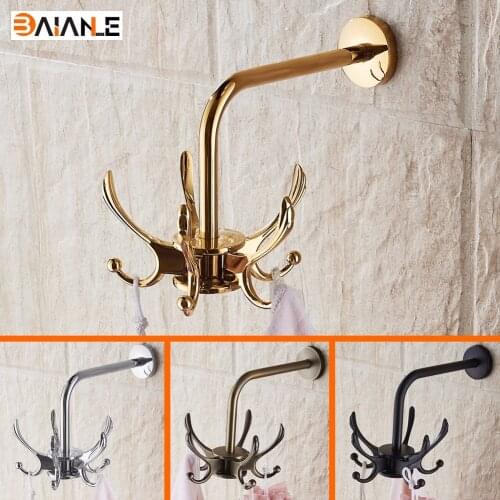Bathroom Robe Hook Cloth Hook Rotation Zinc-Alloy Coat Hook Decorative Wall Hanger
