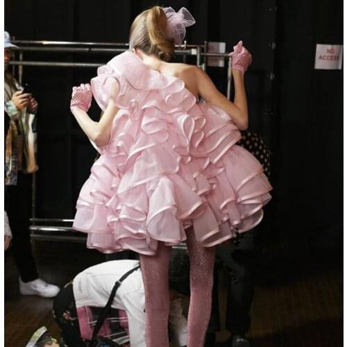 Sweet Blush Pink Ruffles Mini Dresses For Women A-line Princess Short Tiered Tulle Dress Girls Plus Size Robe Femme
