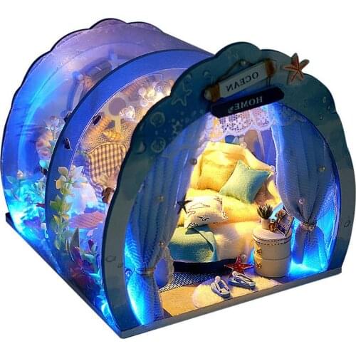 Mini Dollhouse With Furniture DIY Dollhouse Kit With Led Light Premium Material Gift Exercise Kids Hands-on Ability Dropshipping