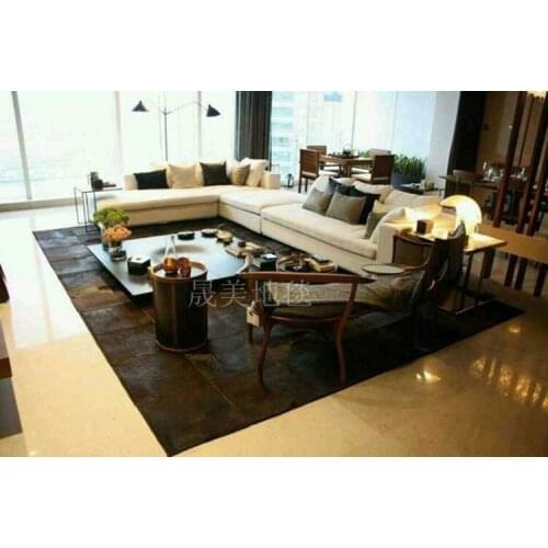 Fashionable art carpet 100% natural genuine cowhide leather carpet roll