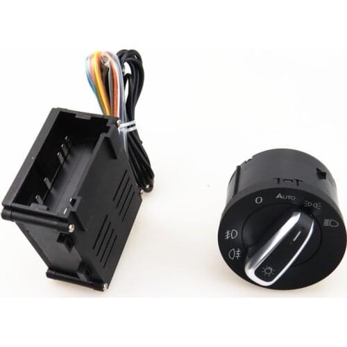 AZQFZ Headlight Control Switch Module+chrome Sensor Light Switch For VW Bora MK4 Polo Golf Lavida Beetle Passat B5 5ND941431 B