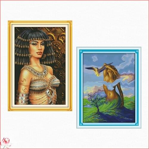 Cleopatra Printied Cross Stitch Kit Pattern Earth Goddess Embroidery Set 11CT 14CT Needlework Traditional Craft Home Decoration
