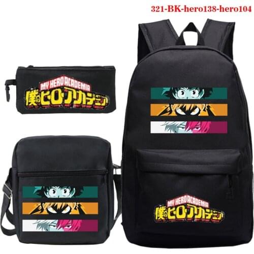 3 Pcs Set My Hero Academia Backpack Teens School Bags Students Anime Schoolbag Bookbag Boku No Hero Academia School Backpacks