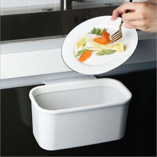 Kitchen Cabinet Door Hanging Small Trash Can Household Desktop Plastic Storage Box Wall-Mounted Trash Basket Storage Box