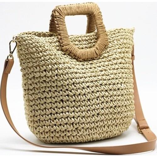 New popular womens straw bag paper shoulders hand-woven bag quality art and hobby card holiday woven bag beach bag