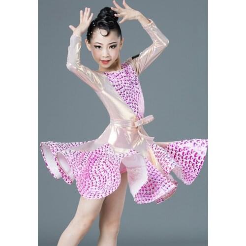 New Dancewear Girls Latin Dance Dress Children Dance Performance Standard Dress Kids Dance Costumes 120-170 size