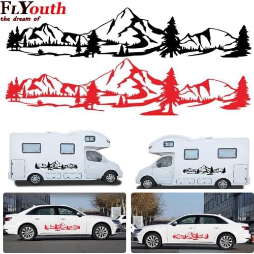 New Car Stickers Waterproof 150cm Tree Mountain Car Decor PET Sticker Auto Decal For SUV RV Camper Offroad Auto Fashion Decal