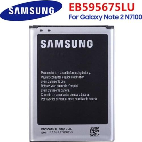 Original Battery EB595675LU for Samsung Galaxy Note 2 GT-N7100 N7102 N7105 T889 i605 I317M L900 R950 E250S E250L E250K 3100mAh