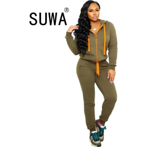 Casual sweatpants tracksuit women two piece set long sleeve hoodies top + high waist sport pants trousers womens streetwear 2020