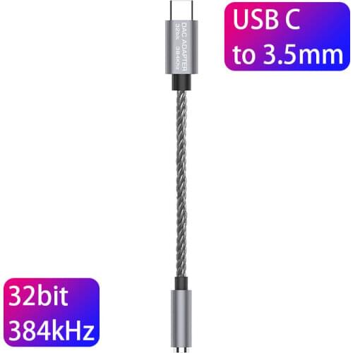 Realtek ALC5686 USB Type C DAC Headphone Amp 16-32ohm 3.5mm Output SNR 125dB PCM 32bit 384KHz for Android, Windows10, MacBook