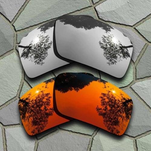 Chrome&Red Orange Sunglasses Polarized Replacement Lenses for Oakley Eyepatch 2