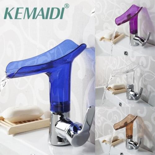 KEMAIDI Basin Faucets New Design Wholesale And Retail Deck Mount Waterfall Bathroom Faucet Vanity Vessel Sinks Mixer Tap