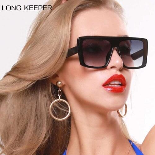 2020 Luxury Brand Sunglasses Women Fashion Oversized Big Square Flat Top Black Sun Glasses Female Driving Goggles Men UV400