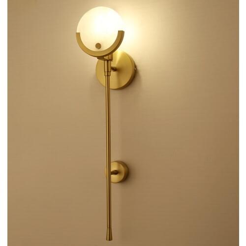 Modern Metal Plating Wall Lamp Marble Gold Jade Wall Light Hotel Aisle Corridor Living Room Bedroom Decoration Wall Sconce WA029