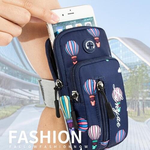 Unisex Sports Running Arm Bags for Phone Money Keys Outdoor Arm Package Bag with Headset Hole Simple Style Running Arm Band