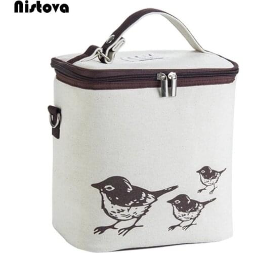 Pure Cotton Printing Lunch Bag Small And Exquisite Portable Leisure Picnic Bags Breast Milk Food Cooler Package For Kids Women