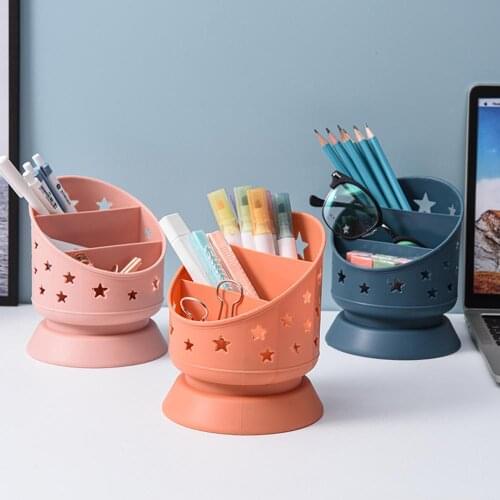Creative Multifunctional 3 Grid Desktop Organizer Pen Holder Makeup Storage Box School Office Accessories Stationery Organizer