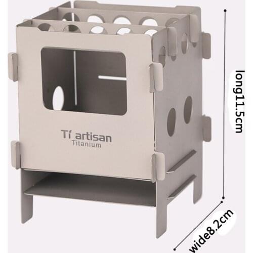 Tiartisan Outdoor Camping Stove Portable Folding Titanium Stove Wood Burning Stove BBQ Stove for Backpacking WS013